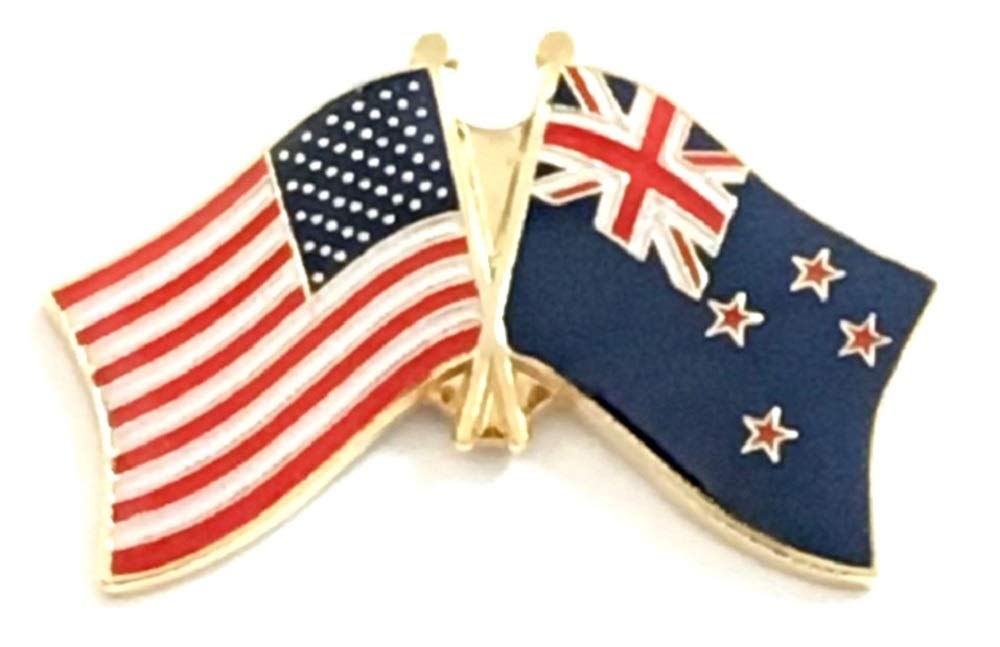World Flags DirectNational Country Flag & US Crossed Double Flag Lapel Pins, International & American Friendship Enamel Tie and Hat Pin Badge