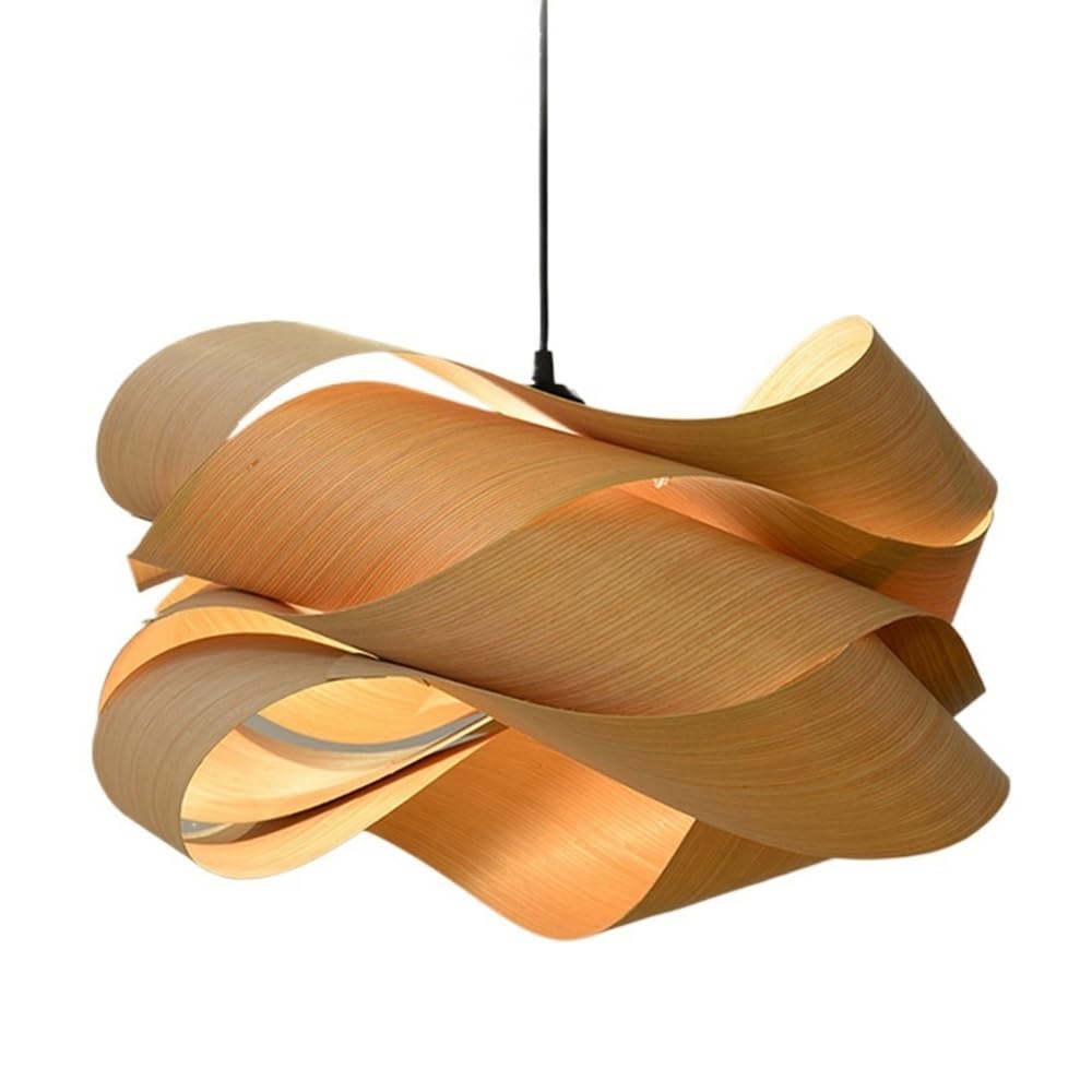 Lampe suspendue en bois au design ondulé pour une ambiance zen
