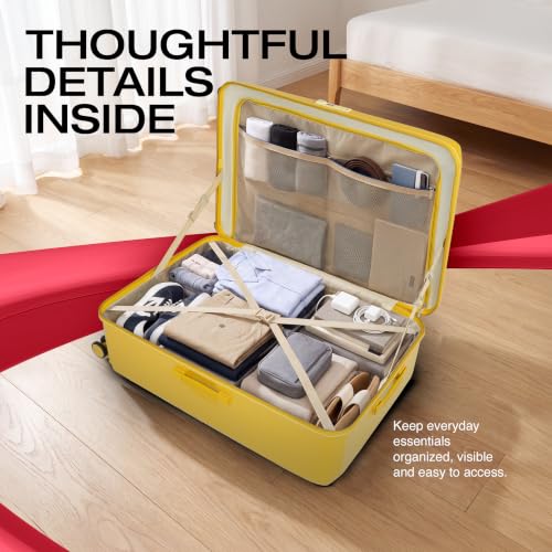 Image of American Tourister Zenrix | Check-in Trolley Bag (77 cm) | 360 8 Wheel Travel Luggage | Hard Case Polycarbonate Suitcase | Recessed TSA Lock | Yellow & Pale Yellow