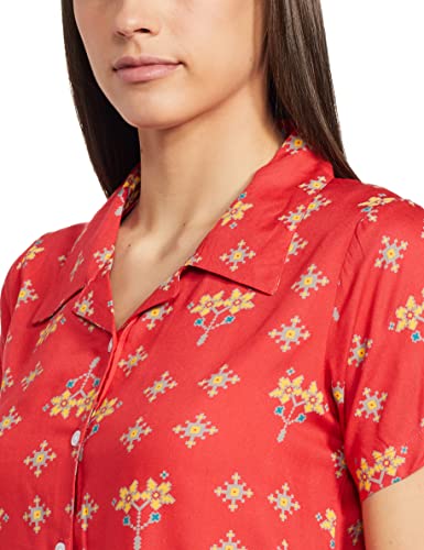 Image of Longies Women's Rayon Capri Nigh Suit Regular Set (LGRCSSYV001 marron028 S)