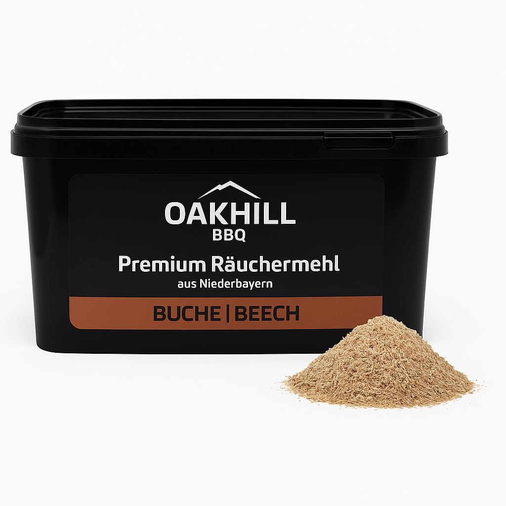 OAKHILL BBQ Räuchermehl Buche, im praktischen wiederverschliessbaren 5,5 Liter Eimer. Zum Heiß- und Kalträuchern, Smoken, von Fleisch, Fisch, Geflügel, Wild, Käse und Gemüse.