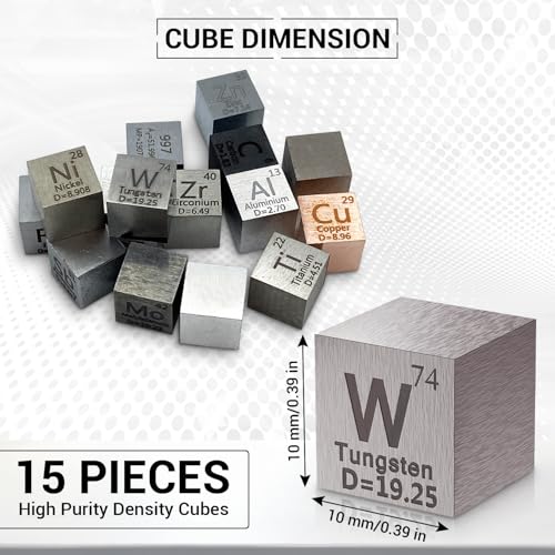 Image of 15 Piece Metal Cubes, Element Cube Set, Laser Engraved Density Set