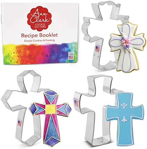 Cross Cookie Cutters 3-Pc Set Made in USA by Ann Clark, Holy Cross, Extra Large Cross, Fancy Cross