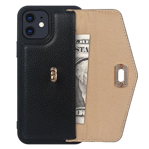 LUVI Compatible with iPhone 13 Case with Card Holder Wallet for Women with Crossbody Neck Strap Lanyard Purse Handbag Shoulder Strap PU Leather Luxury Fashion 3D Crocodile Snake Skin Case Black3