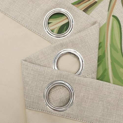 Image of 80% Blackout Curtains for Bedroom, Tropical Plant Window Drapes 102 Inch Length for Living Room, Thermal Insulated Grommet Curtains, 2 Panels