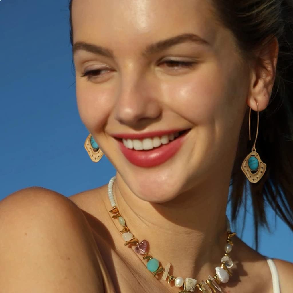 SOFYBJA Dainty 18K Gold Plated Disc Ball Triangle Sunburst Drop Earrings Long Dangle Lightweight Handmade Earrings Jewelry - Image 6