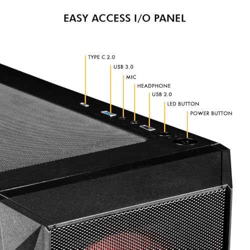 Image of Circle Xtender X4 Mid- Tower Computer Case | Gaming Cabinet - Black| Support ATX, M-ATX, ITX | Pre- Installed 3 x 120mm Front and 1 x 120mm Rear ARGB Mirror Fans