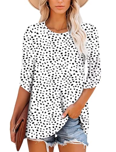 KISSMODA Women's Casual 3/4 Sleeve T-Shirts 2025 V-Neck Tunic Tops Cute Tees Blouses Loose Fit Business Work Tee Top3