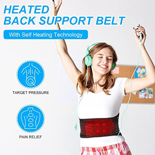 ACWOO Heated Back Support Belt, Self Heating Lower Back Support Belt For Men & Women, Magnetic Therapy Lumbar Support Belt, Ideal for Back Pain Relief