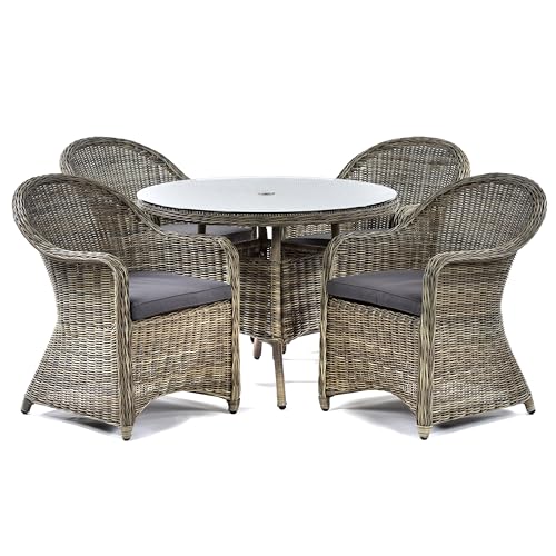 BrackenStyle Regent Garden Rattan Armchair with Dark Grey Cushion - Durable Rattan Dining Chair Seat for Outdoor Garden & Patio Use - Image 5