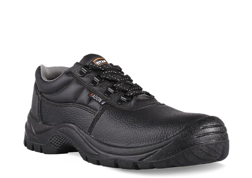 Radon Chukka Leather Work Boots, Black Safety Boots, Mens Womens Safety Shoes, Steel Toe Cap Boots, Anti-Slip, Anti-Static, Lightweight, Construction, Work & Utility Footwear