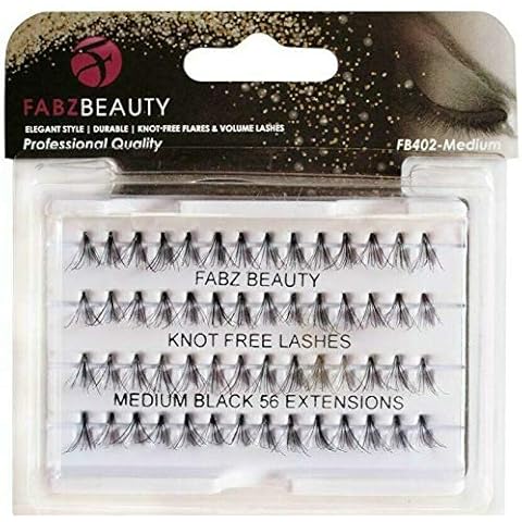 Fabz Beauty False Lashes Duralash Individual Naturals Knot- Free Eyelash Extensions Short/Medium/Long Black (Medium 10mm) Cover