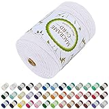 LEREATI マクラメロープ 3mm x 300m, マクラメ 糸 コットン マクラメ 紐 天然綿糸, 綿ロープ の場合 DIY, 壁掛け、夢キャッチャー、鉢植え装飾, 編み物, ボヘミア結婚式アーチの装飾 (ホワイト)