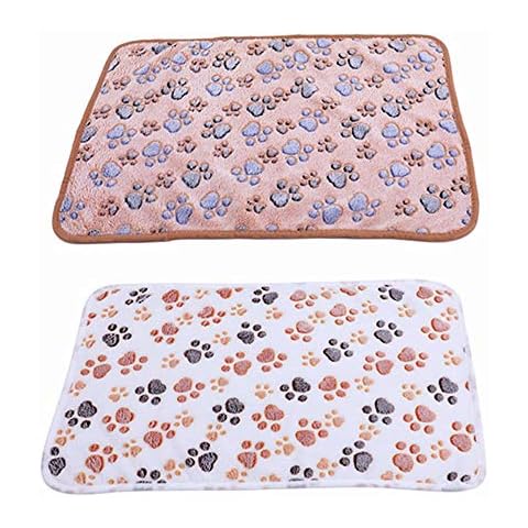 Lawzolwem NA 2 Pack Pet Blanket Soft Warm and Washable Puppy Blanket Cat Blanket Cute Blanket for Cats and Dogs (Brown & White) Cover