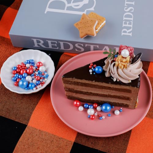 Image of Red White and Blue Sprinkles for Cake Decorating, 130g /4.6oz Patriotic Edible Pearl Sprinkles Mix, Sugar Candy Pearls for Baking, Cookie Decorations and Cupcake Toppings, 4th of July Party Supplies