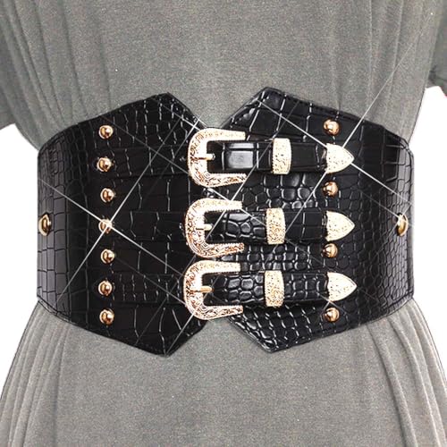 BODIY Black Leather Corset Belt Western Leather Wide Waist Belt Vintage Waist Accessories for Women2