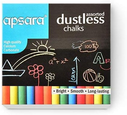 Apsara Assorted Dustless Chalks, 100 Units (Pack of 10 x 10 Units)