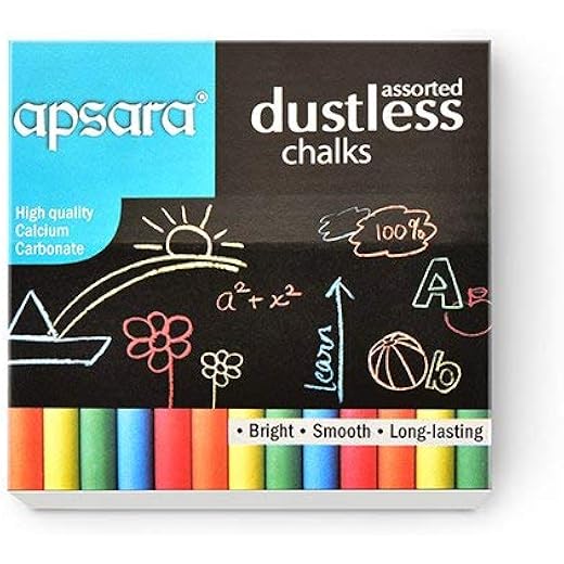 Apsara Assorted Dustless Chalks, 100 Units