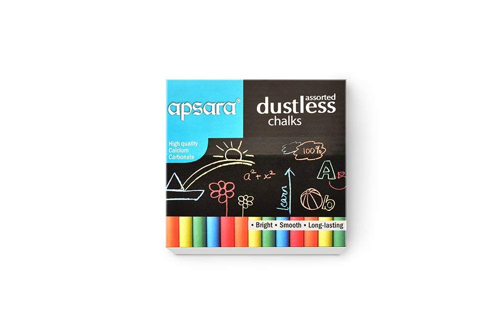 Apsara Assorted Dustless Chalks, 100 Units (Pack of 10 x 10 Units)