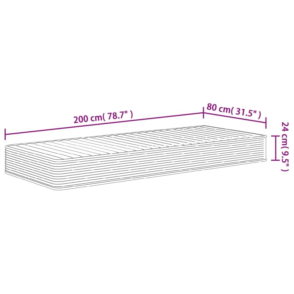 Materac z zimnej pianki, średnio miękki, 80 x 200 cm, oddychający, dwustronny materac piankowy, cichy komfort leżenia do sypialni, pokoju gościnnego i stelażu łóżka