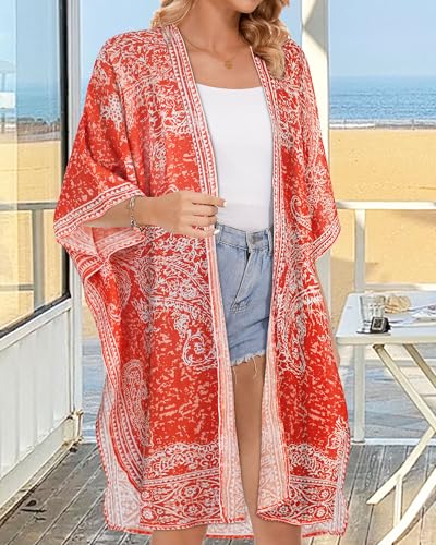 Image of Women's Kimono Beach Cover up for Summer Bathing Suits Cardigans Casual Loose Swimwear 2026