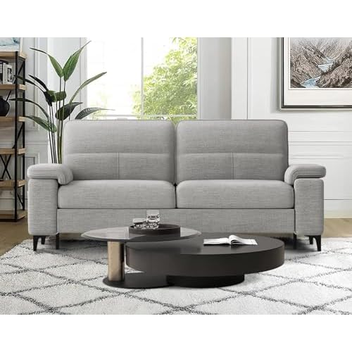 71.25″ Modern Sofa Couch for Living Room, Deep Seat Sleeper Sofa with 8” Cushion, Comfy 2-Seater Chenille Loveseat Sofa with Convertible Armrest, Removable Sofa Cover, High Leg(Light Gray)