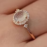 Elegant Gold Plated Copper Moonstone Cubic Zirconia Eternity Band Ring for Women - Engagement Wedding Promise Gift