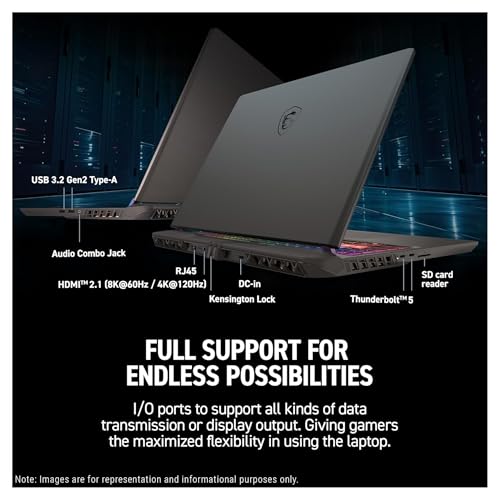 Image of MSI Vector 16 HX AI Gaming Laptop, Intel Ultra 7-255HX, 64 GB DDR5 RAM, 2 TB PCIe SSD, 16 inch FHD+ (1920x1200) 144Hz Display, Nvidia G-Force RTX 5070Ti, 24 Zone RGB Keyboard, W11 Pro, Cosmo Gray