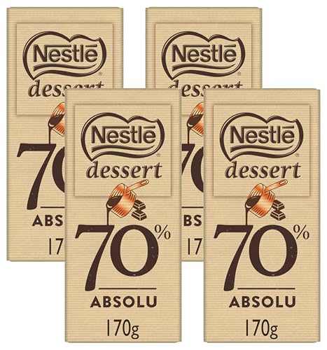 Nestlé Dessert - Chocolat Noir Absolu à Pâtisser - tablette de 170g (Lot de 4)