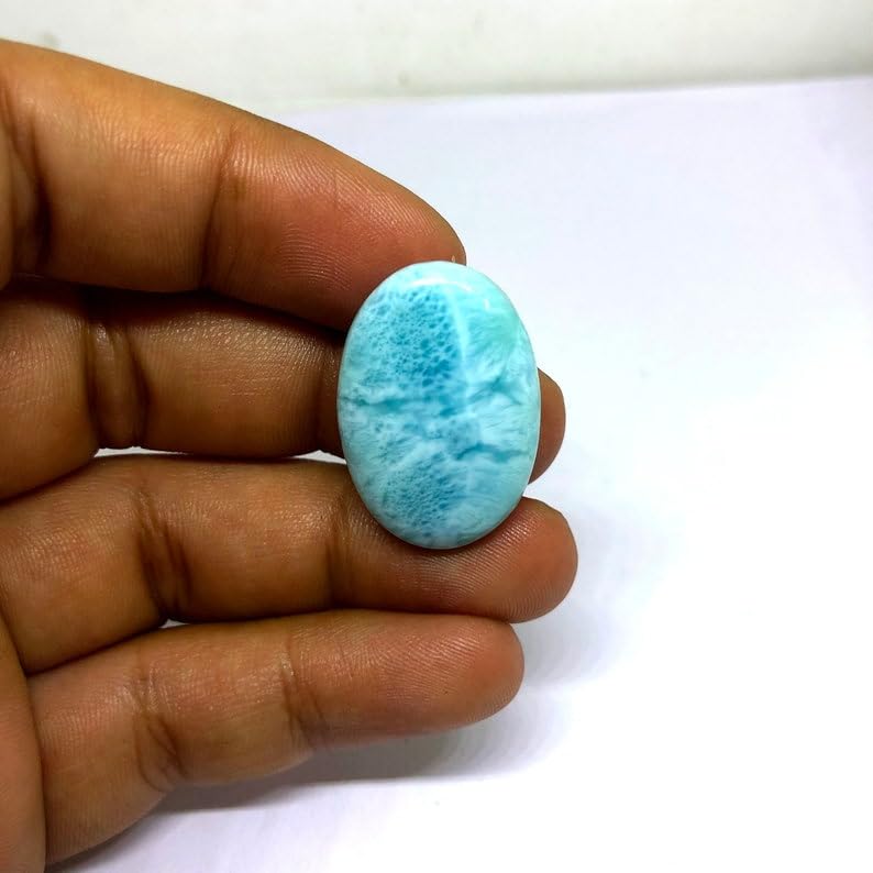 Cabochon en larimar naturel ovale 28x19mm pour création de bijoux DIY