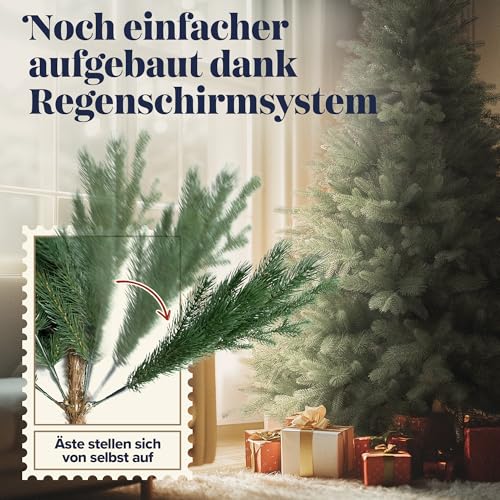 Weihnachtsbaum künstlich 180cm 100% PE Spritzguss - TESTSIEGER - Naturgetreu, dichte Zweige… – Ansicht 4