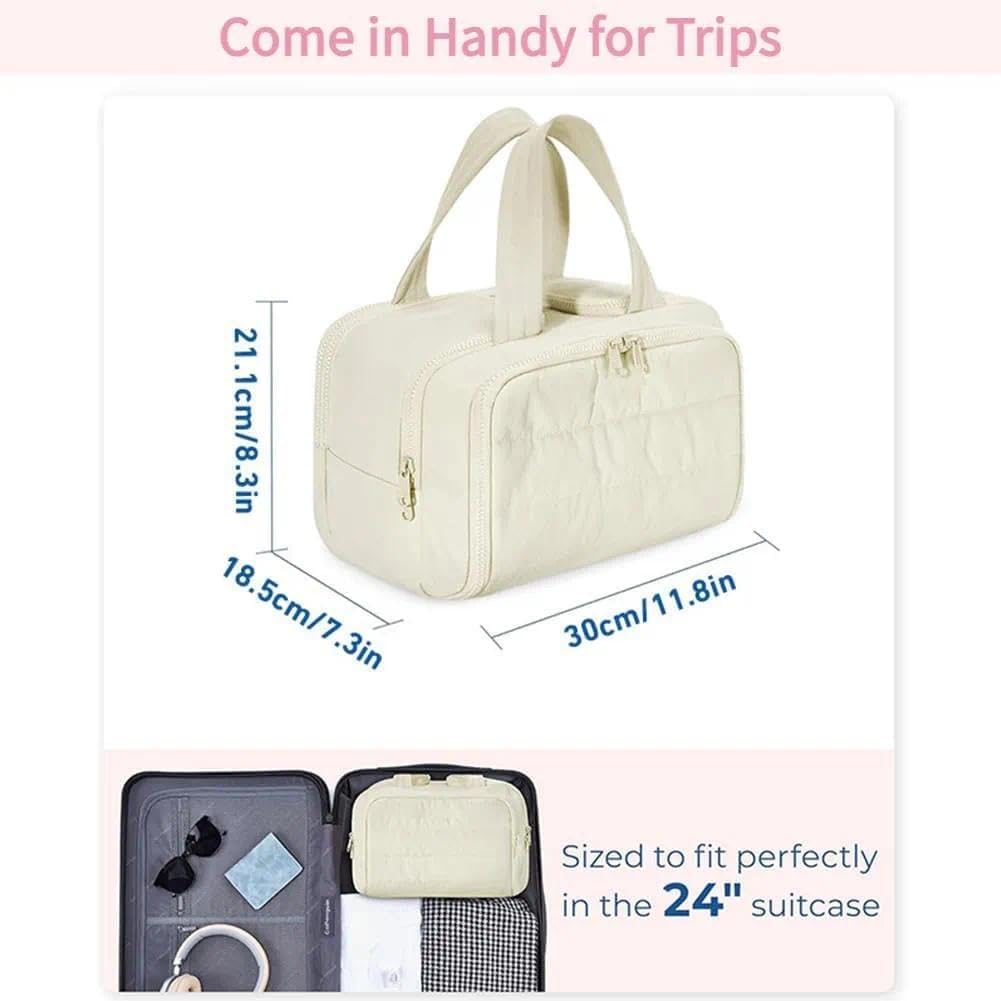 Organizador de maquillaje de viaje, bolsa de aseo de gran capacidad, bolsa de cosméticos ligera 4 en 1 con separación húmeda y seca, fácil de transportar para mujeres