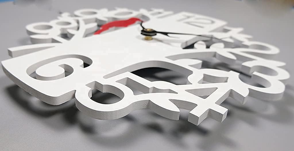 Wall Clock， White Creative Wooden Tree Shaped Quartz Clock Outdoor Garden Waterproof Decoration