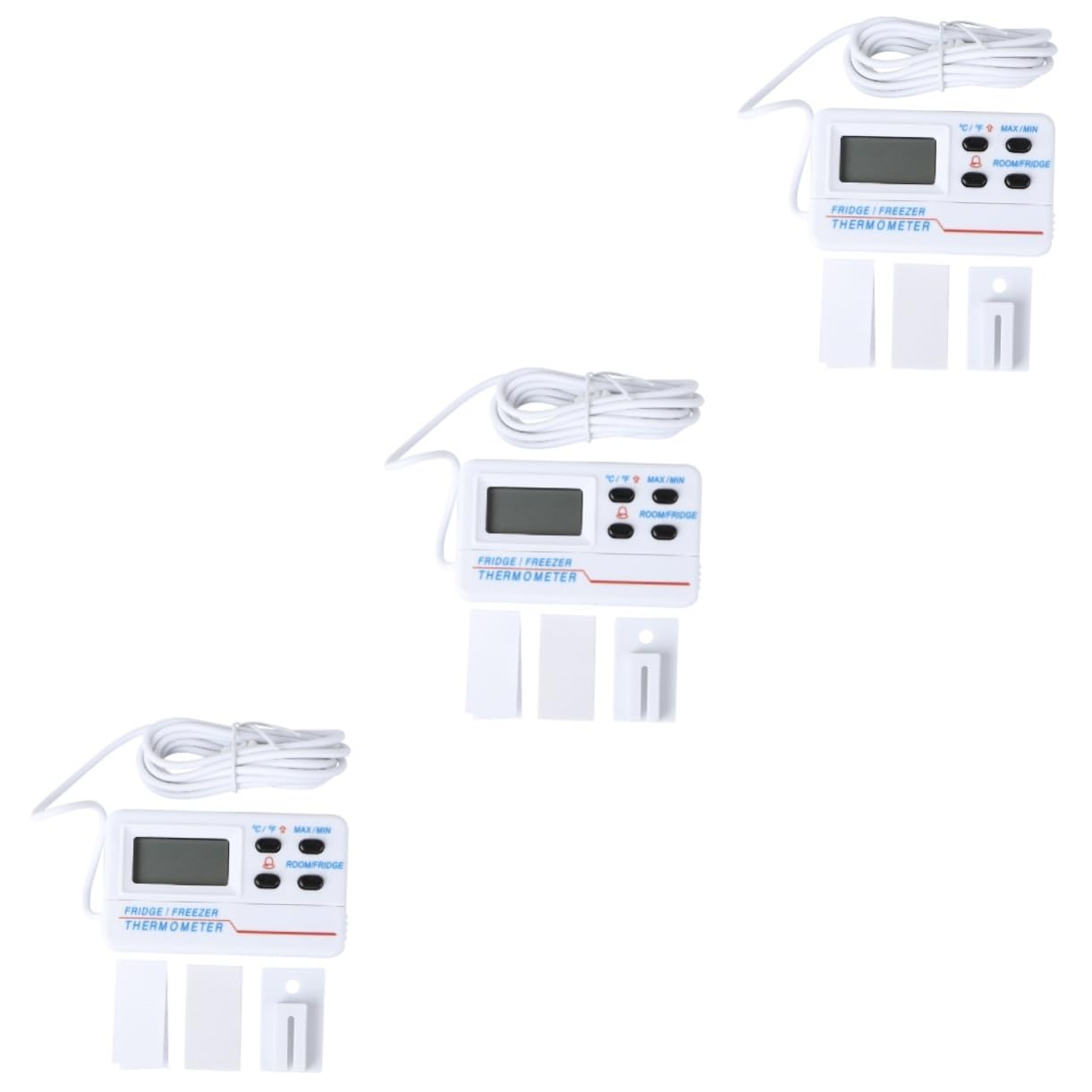 3pezzi Termometro Digitale Professionale Per Frigorifero e Congelatore Allarme Alta e Bassa Temperatura Design Compatto Per Uso Domestico Bianco