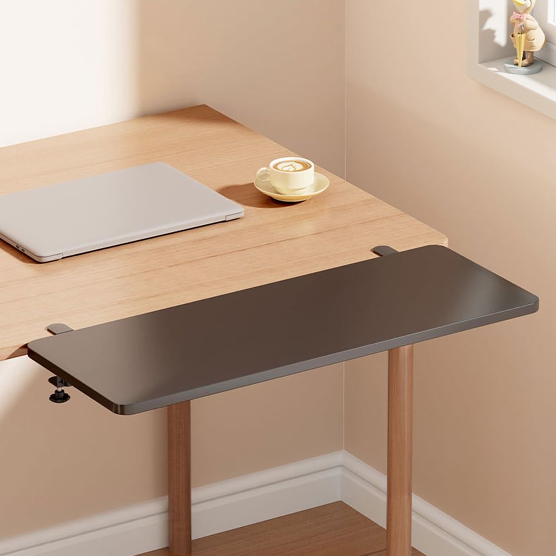Plegable Escritorio Bandeja Extensión Teclado Mesa de Pared 70x25cm Negro