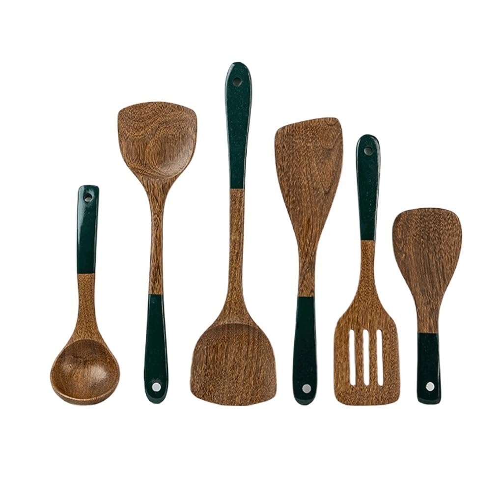MYUYEE Wooden Spoons For Cooking, Wooden Utensils For Cooking With Utensils Holder Kitchen Utensils Set
