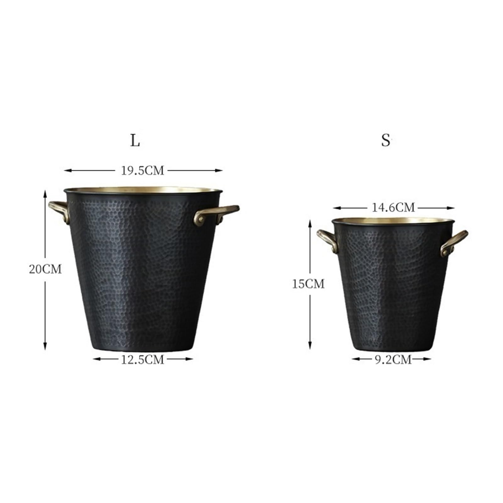 Cubo de Hielo Cubo de Hielo latón Ligero y Lujoso con asa, Ideal for el hogar, como barrica Vino o Mueble Cubo de Hielo frío para Barra(Pequeño)