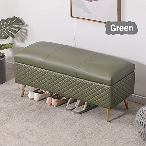 Tabouret de canapé rectangulaire grande capacité de rangement en cuir PU