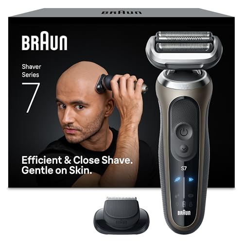 Braun Series 7 Rasoir électrique pour homme, avec autonomie de 60 minutes, embout de tondeuse de précision, rasoir sans fil humide et sec, fabriqué en...
