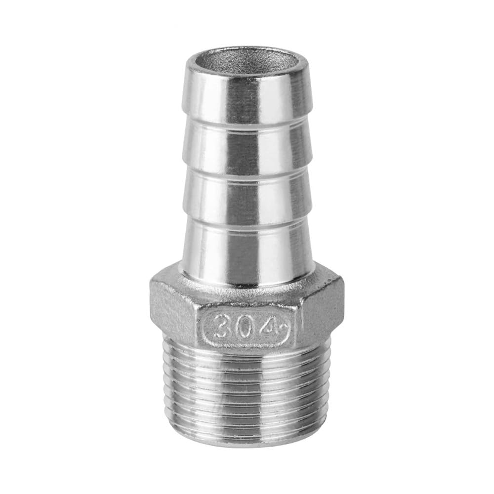 Raccord cannelé pour tuyau d'arrosage en acier inoxydable 304, filetage mâle BSP 1/8", 1/4", 3/8", 1/2".