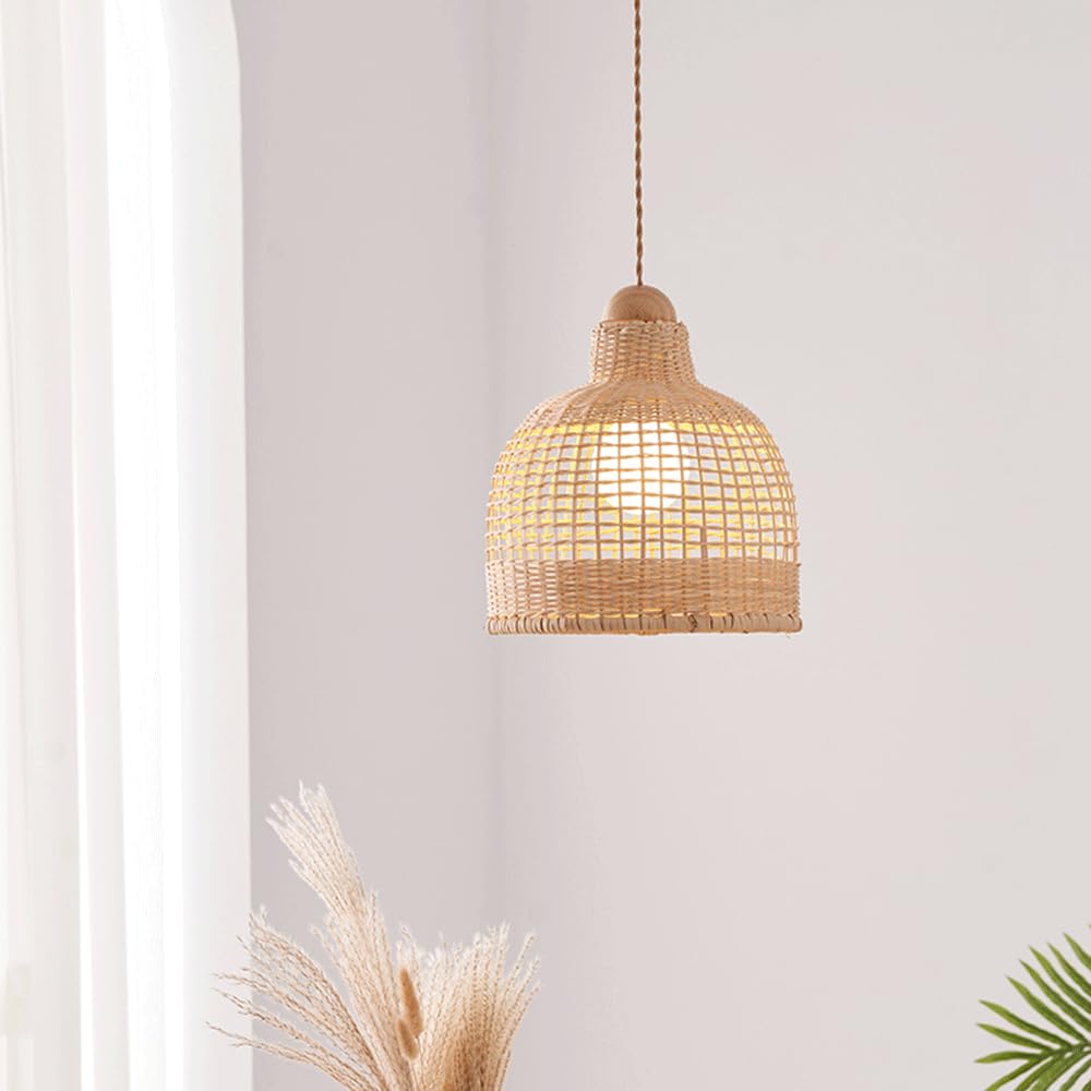 Wisząca Lampa W Stylu Boho Z Bambusowego Kosza Wisząca Lampa W Stylu Boho Z Wikliny Z Połowy Wieku Jadalnia Z Plecionego Torusa, Żyrandol Sufitowy Wisząca Lampa Nocna Do Sypialni,