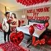 16 Inches Red 'WILL YOU BE MY GIRLFRIEND' Confession Letter Balloons with Heart-Shape, lips, love Foil Balloons and Rose Petals for Romantic Special Night Decorations and Valentines Day