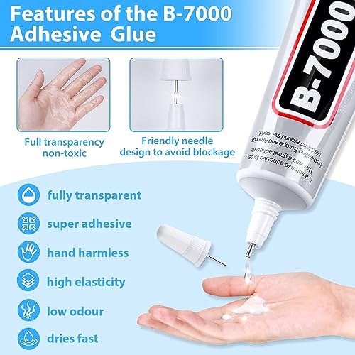 Image of Cruzix B-7000 Super Adhesive Glue, Industrial Strength B7000 Glues Paste for Rhinestones Crafts, Clothes Shoes, Fabric, Jewelry Making, Cell Phones, Tablet, Wood, Rubber, Leather (2x50 ml /1.68 oz)