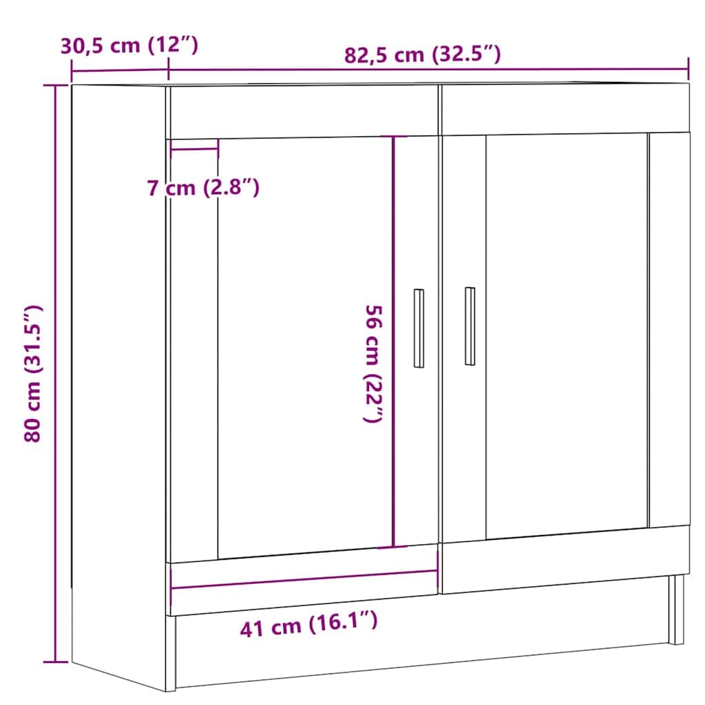 Regał na książki o wyglądzie starego drewna, materiał drewnopochodny, 82,5 x 30,5 x 80 cm, z 2 drzwiami, do salonu, biura, pokoju dziecięcego, uniwersalny regał stojący jako ścianka działowa i