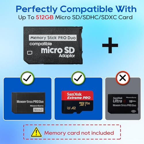 UCEC PSP Memory Stick Adapter, Micro SD/SDHC/SDXC to Memory Stick PRO Duo to MagicGate Card Compatible with Camera, Handycam, Cell Phone & PSP 1000/2000/3000 by UCEC - Image 2