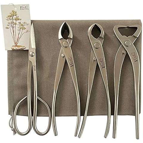 vouiu 4-Piece Bonsai Tool Set with Scissors Cover