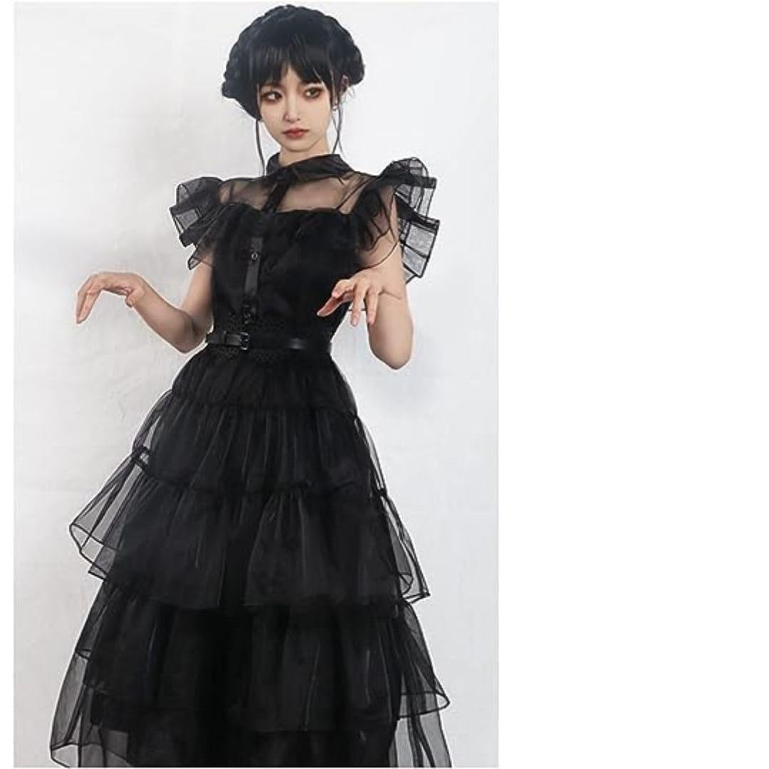 WP WANNA PARTY Polyester Girls Cool Black Dress Costume For Kids Girls Princess Dress Up With Belt, For Kids Halloween Dress Up Costume For Halloween Party, Party Cosplay Outfits Age 6-8 Years (B0D4VRJSYR) Amazon Price History, Amazon Price Tracker