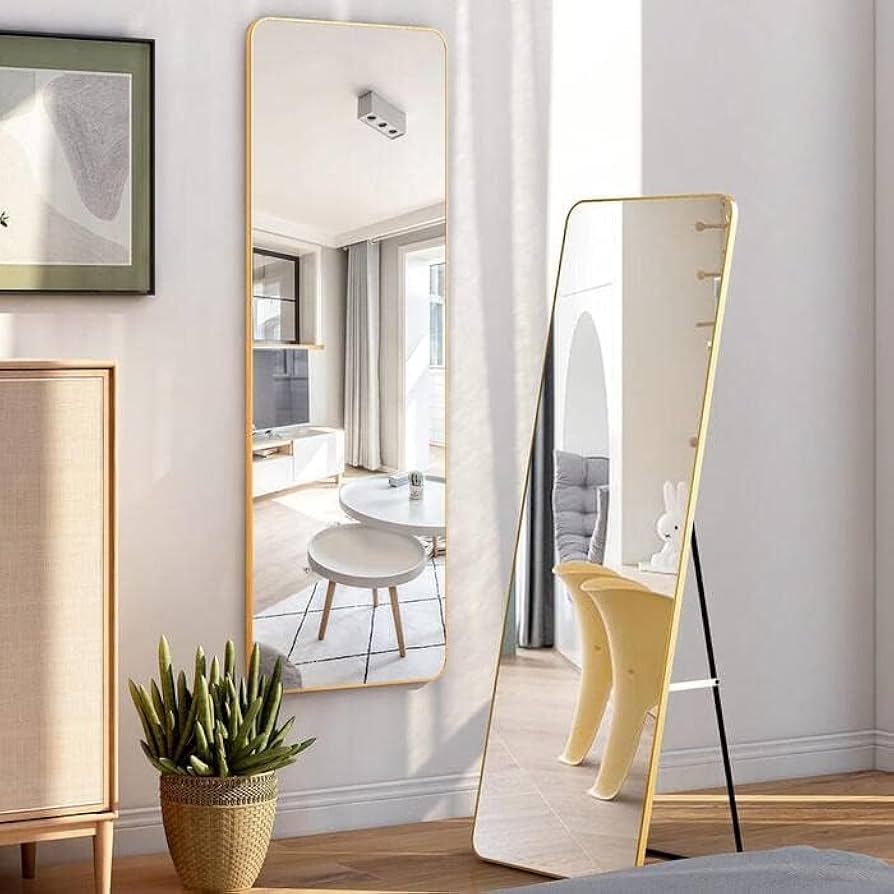 スタンドミラー おしゃれ 160cm*50cm 全身鏡 姿見 壁掛け 金705 スタンドミラー おしゃれ 160cm*50cm 全身鏡 姿見 壁掛け ゴールド