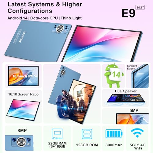 Tableta Android 10.1" DEERTiME 22GB RAM, 128GB - Imagen 3