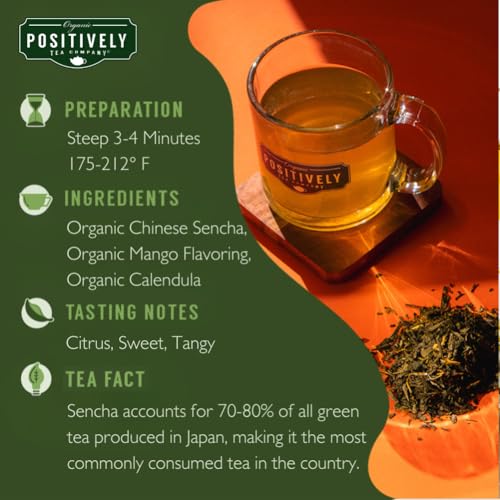 Image of Positively Tea, Organic Mango Green Tea Bags, 20 Count